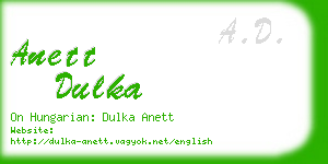 anett dulka business card